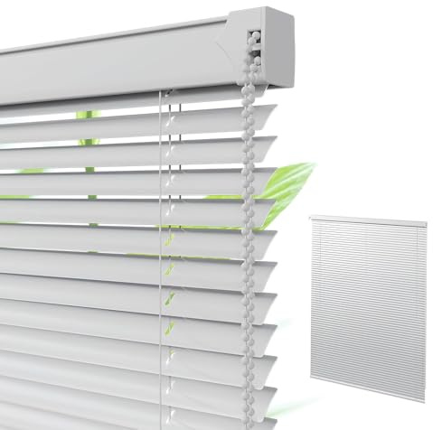 Generisch Aluminium Jalousie Fenster Jalousien Innen 2,5cm Alu-Lamellen Sichtschutz und Sonnenschutz Blendschutz für Kinderzimmer Bad Küche(Silber,80Bx160Hcm)