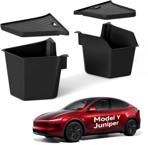 VIHIMAI Kofferraum-Organizer für Tesla Model Y Juniper 2025 2026 2er Set mit Deckel – Wasserdicht, 1:1 Passform, Geruchsneutral & Rutschfest, für Schuhe, Werkzeug, Einkäufe (Schwarz)
