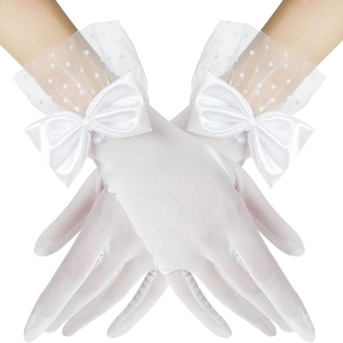 XIABYAYU Gants En Dentelle, Gants Courts En Dentelle, Lace Gloves, Convient Pour Les Fêtes De Carnaval, Les Banquets, Accessoires De Costume D'Opéra, Blanc