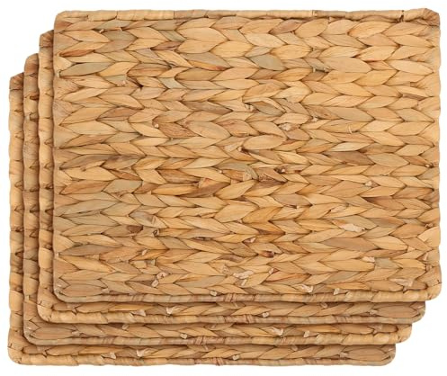 CHUENKUK Juego de 4 manteles individuales, 30 x 40 cm, rectangulares, jacinto de agua trenzado, estilo bohemio, rectangular, para mesa de comedor, cocina o comedor