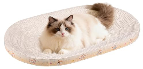 Yulokdwi Rascador para Gatos | Grande Ovalado Y De Cartón Corrugado | Almohadilla De Rascado Y Cama De Gatos - para Gatitos Afilar Garras Interior Protección Sofá Alfombra Puerta Pared