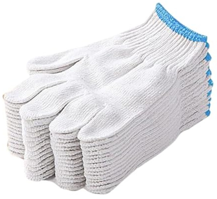 Gants de travail blancs en mélange de coton et de polyester – 12 paires pour la construction, le bricolage et la protection générale des mains ; tricot sans couture, poignets élastiques, design