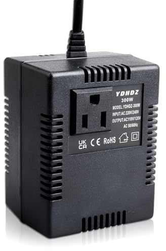 WoskjXas Convertidor de Voltaje 220V a 110V 300W Transformador de Voltaje Transformador Convertidor de Voltaje Adaptador Corriente de Viaje EU a US Convertidor Reductor de Potencia [EU Plug]