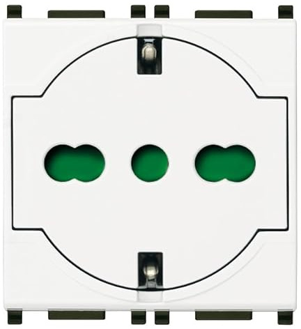 VIMAR 0R14211 Plana Presa Universale SICURY P40 16 A 2 Moduli Bianca | Presa SICURY 2P+T 16 A 250 V~ universale standard italiano P40 a filo, bianco, 2 moduli