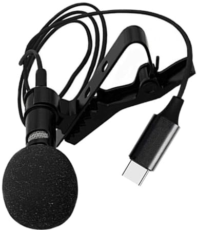 CLISPEED Mini microfono lavalier a condensatore di tipo c per smartphone con funzione clip e plug and play integrata, materiale metallico e plastico, per registrazione Vlog e Live Broadcast