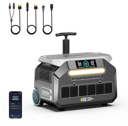 IEE 3200W(6400W pico) Estación de Energía Portátil P3200, Generador Solar 2016Wh, Batería LiFePO4, Carga Rápida 80% en 45min, APP, Power Station para Camping, Caravana, Emergencias