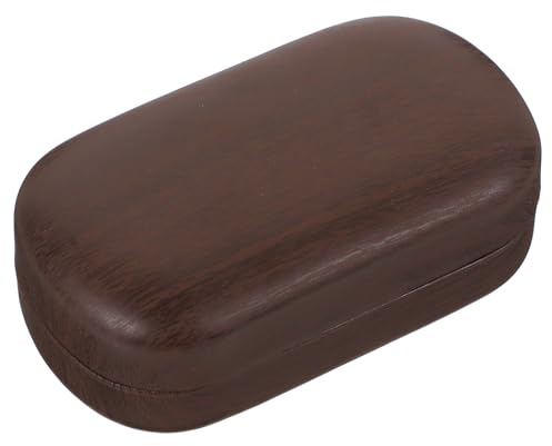 Portable Brown Eyes Lens Container with Leather Lining and Plastic Material Leak-Proof Eye Lens Box with Clip and Small Mirror for Travel and Daily Use