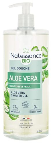 Natessance - Gel Douche Vivifiant - Aloe Vera - Certifié Bio Cosmos Organic - Flacon Pompe - 1 L