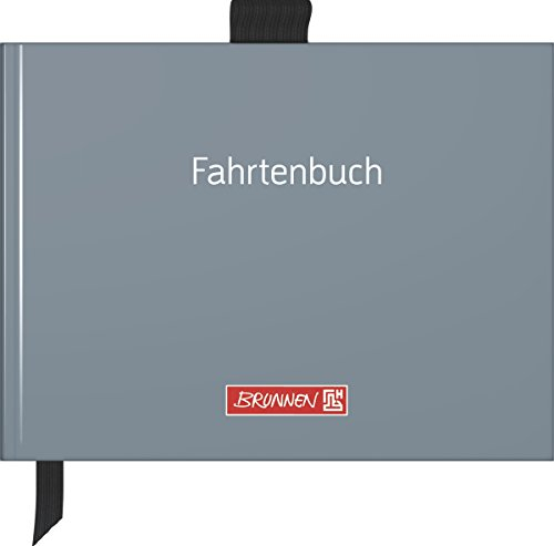 Brunnen 1010143 Fahrtenbuch (A6 quer, Hardcover mit Soft-Touch Laminierung, mit Stiftschlaufe, Zeichenband und Einstecktasche, fadengeheftet, 40 Blatt) grau