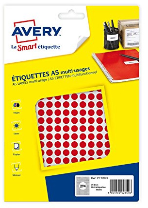 Avery Box mit 2940 Mehrzweck-Etiketten, 8 mm, Rot