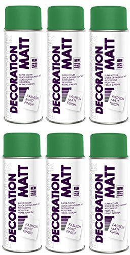 Deco Color 6er Sparpack Lackspray MATT nach RAL in 400ml zur Lackierung von Auto Stahl Aluminium Beton Holz (6 Dosen in minzgrün MATT RAL 6029)