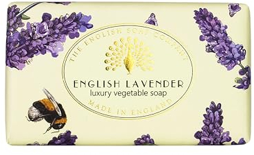 The English Soap Company Vintage English Lavender Soap Bar - Luxury Shea Butter Soap with Calming Floral Fragrance - Moisturising, Vegan, Plastic-Free, Sustainable & Gift Ready - 190g