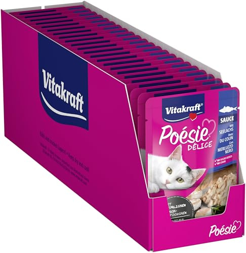 VItakraft Poésie®Délice kattmat med Ljussej i fin sås och näringsmässigt perfekt anpassade efter kattens behov, 23 x 85g