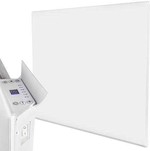 MYLEK Panel Heater Radiator Electric 0.5KW - Daily and Weekly Timer, Digital Thermostat - Wall Mounted Slimline White Panel Heater for Bathroom, Office, Bedroom, Garage (500 Watt) Lot 20 Compliant