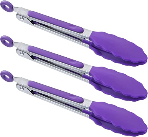 MSY BIGSUNNY Mini pince de service en silicone 17,8 cm Lot de 3 - Violet