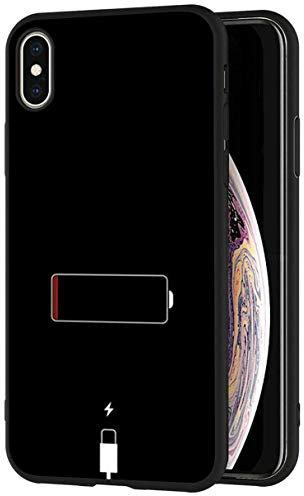 Mixroom - Schutzhülle aus TPU-Silikon, schwarz, matt, für iPhone XS Muster, Akkuladung 681