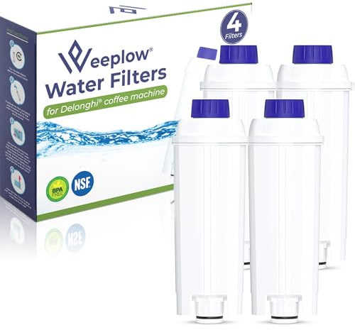 WEEPLOW® - 4 Filtres à Eau Compatibles avec les machines à café Delonghi Magnifica, Dinamica, Autentica, Primadonna et toutes les Séries ecam, esam, etam, bco & ec [QUALITÉ SUPÉRIEURE]