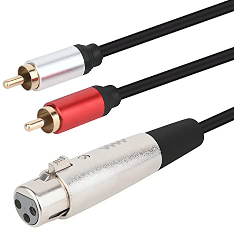 innov8 Cavo splitter a Y da XLR femmina a doppio fono RCA maschio, per altoparlanti, condensatore, microfono, mixer AMP, da 1 XLR a 2 RCA, 1 m