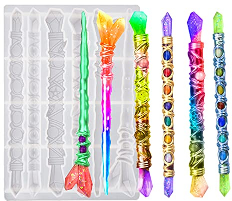 Zayookey Silikonform Epoxidharz Gießformen Stick Resin Mold Haarnadel-Harz-Gießform-Set Magique Moule en Épingle à Cheveux en Silicone Moules en Résine Époxy Hairpins Epoxy Mold