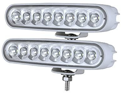 BIGLIONX 6.5 Inch Flood LED Light Bar, 2 PC 80W 8600LMS Slim Deck Dock Marine Lamp, IP69K 12V 24V Super Bright for Boat Truck Off-Road Car SUV (White)