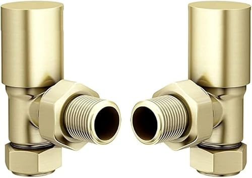 Brushed Brass Angled Radiator Valve Pair