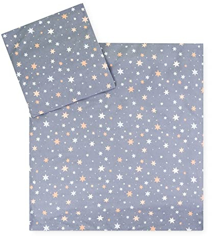 Julius Zöllner Biancheria da letto in jersey per bambini, 80 x 80 + 35 x 40 cm, set da 2 pezzi, copripiumino e federa, 100% jersey di cotone, con chiusura lampo, standard 100 by OEKO-TEX, Shiny Stars