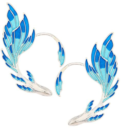 LIFKOME 2Er-Pack Blaue Feen-Ohrklemmen Ohne Piercing Ohrwickelohrringe Für Damen Elfenohren Schmuck Für Cosplay Geburtstage Weihnachten Valentinstag