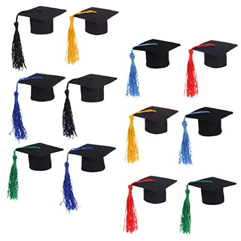 jojofuny 12pcs Mini Graduation Cap Toppers for Wine Bottle Decor Graduation Party Favors for Bottle Topper
