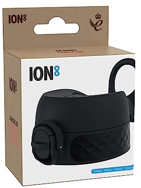Ion8 Leak Proof Replacement OneTouch 2.0 Water Bottle Lid, Leak Proof, Easy to Open, Secure Lock, Dishwasher Safe, BPA Free, Hygienic Flip Cover, Carry Handle, Easy Clean, Large, Black
