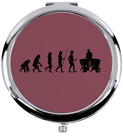 Fabulous Miroir de Poche en métal Rouge - Evolution Percussion Classique Orchestre Timbales Instrument Musicien - (Diamètre 70 mm)