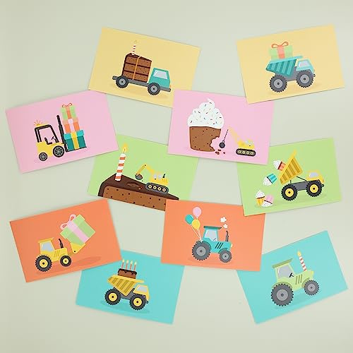 Klebekerlchen® | Lustige Geburtstagskarten für Kinder und Erwachsene | Grußkarten Set mit 10 Karten | Postkarten Set | Einladungskarten Kindergeburtstag – Party Fahrzeuge