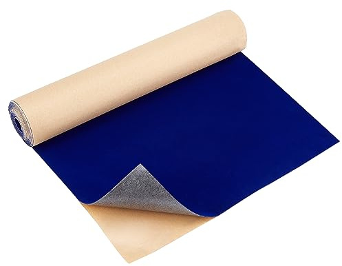 BENECREAT 40cmx3m Dark Blue Self Adhesive Velvet Flocking Sheet Velvet Fabric Roll Drawer Liner for Jewelry Box Decoration 0.6mm Thickness