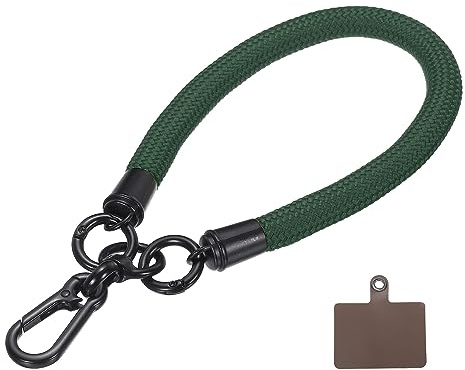 QUARKZMAN Telefono Cordino Universale Poliestere Polso Cordino con Toppa Cordino per Tutti Smartphone Verde Scuro 1pz