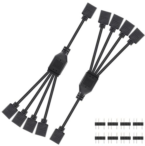 CERRXIAN 2PCS 5V 3PIN ARGB Splitter Cable, 1-to-2 5V 3-Pin Addressable with Male pins, 1 Female to 2 Female Ports 3PIN HUB Extension Connector Cord Wire for LED Strips, Fans