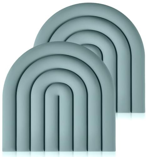 Tarocat Silikon Topflappen und Untersetzer Set, 2 Stück Multifunktionale Topfuntersetzer, Gris-Bleu (15x15cm)