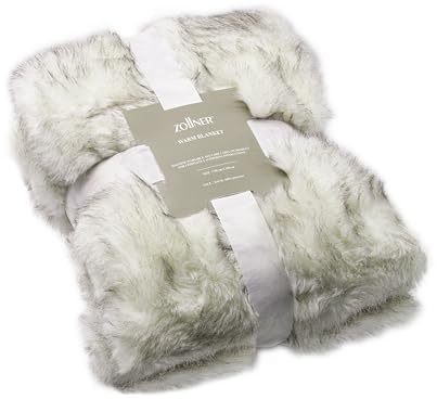 ZOLLNER Kuscheldecke 150x200 cm, Kunstfelldecke, Wendedecke, Mikrofaser, beige