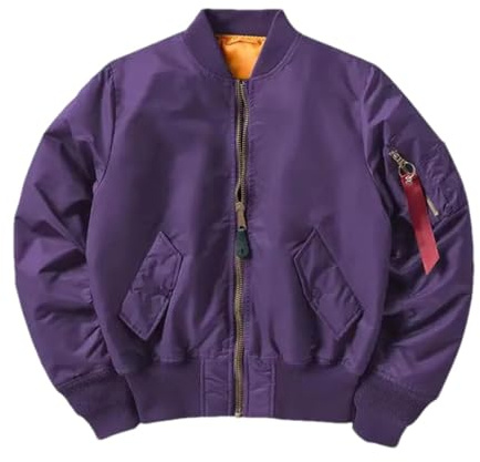 Pohullan Blouson aviateur hiphop pour homme, violet, M