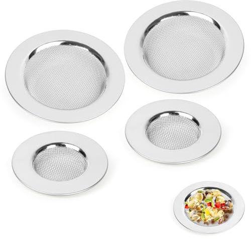 Annyswit 4 Pezzi Filtro Lavello Cucina in Acciaio Inossidabile, Cucina Sink Strainer da 2,99 & 4.33，Vasca da Bagno o Lavelli da Cucina Filtro Lavandino - Filtro in Acciaio Inox per Lavello, Doccia