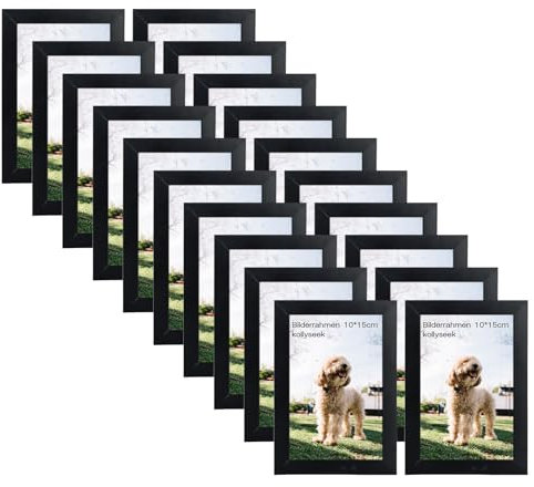 kollyseek set de 20 cadres photo 10 x 15 cm en MDF, cadre photo noir cadre portrait en verre plexi, salon à poser et à suspendre - support mural ou de table