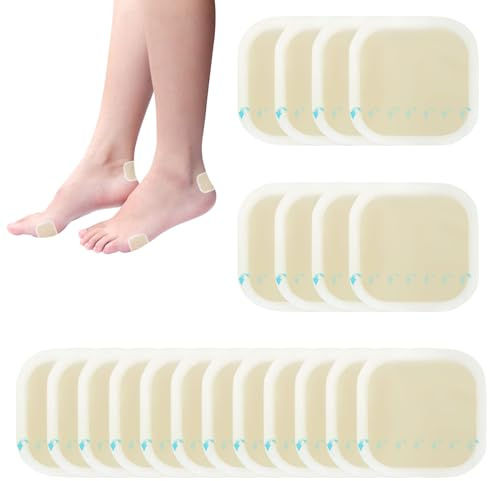 Hydrocolloid Blister Plasters - 20 PCS for Feet, 5cm x 5cm Invisible Dressings, Sterile Cushion Pad for Heel, Foot, Toe and Guard Skin