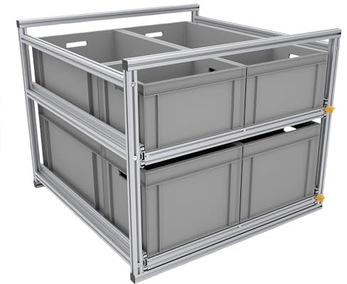Tinobu Schubladenauszug für Camper, Länge 90cm breite Version, Euroboxen Auszug (Breite: 80cm)
