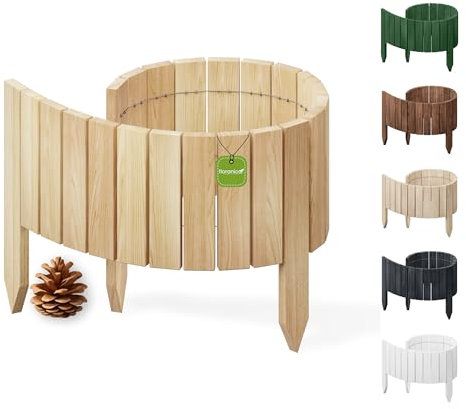 Floranica Bordure Flexible de Parterre Imprégnée 100 cm (raccourcissable) Clôture en Bois en pin Palissade Rollboarder Clôture de Jardin Bordure de Gazon, Hauteur:10 cm, Couleur:Nature