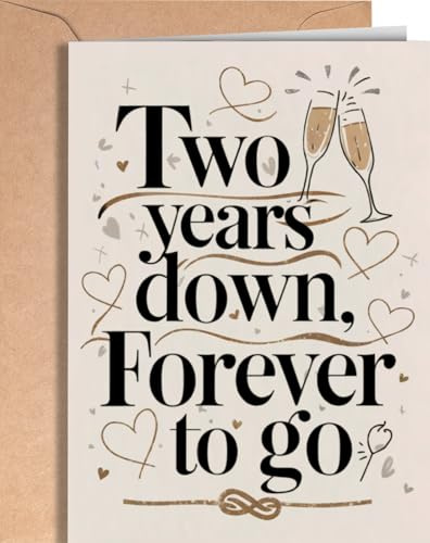 2. Hochzeitstag - Hochzeitskarte - Geschenk zum 2. Hochzeitstag für Männer, Frauen - Karte Ich Liebe Dich - Jubiläumskarte – Romantische Karte für Jahrestag, Valentinstag oder Geburtstag - NUM 170