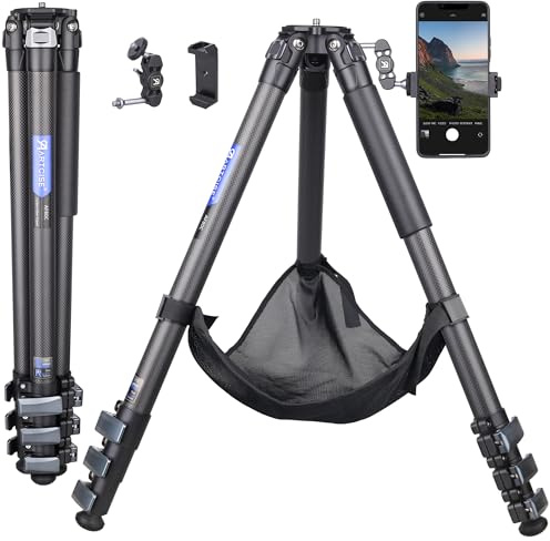 ARTCISE Trípode de viaje ligero de fibra de carbono de 62.8 pulgadas, diseño de pata de bloqueo de palanca, trípode compacto profesional para cámara réflex digital, carga máxima de 20 kg (regalo