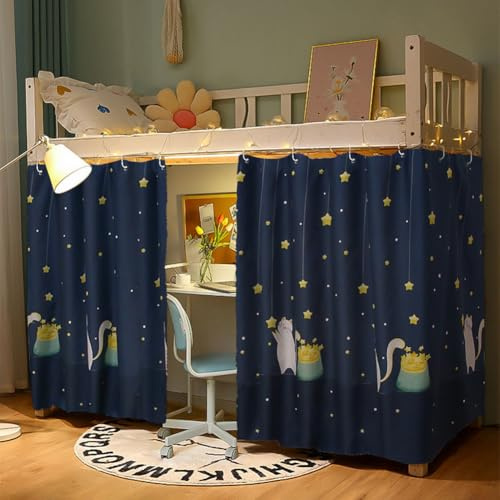 Rideau Occultant pour Lit Rideau de Lit Superposé Cabine Ciel de Lits Moustiquaire Rideaux pour Lits Mezzanine Dortoir Mi Hauteur Anti-poussière Anti-Insectes pour Étudiant