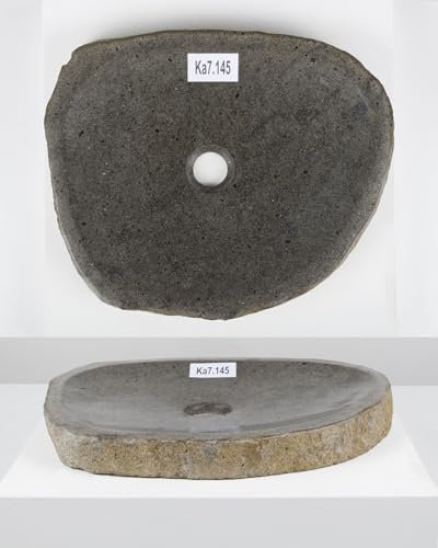 Naturstein Waschbecken extraflach ca. 40 cm natur Unikat Bad WC Garten Waschschale Flußstein Aufsatz-Waschbecken Wohnfreuden