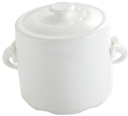 Cabilock 1 Pz pentola di stufato tazza di zuppa pentola fumante con coperchio Porcellana pentola da minestra tazza di stufato piccola ciotola con coperchio ceramica bianca