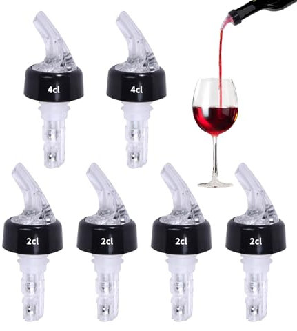 6 Pezzi Versatore Automatico Misurato 4cl/2cl Versatori per Bottiglie di Liquore, Dosatore di Bevande,Cocktail Beccuccio,Misurare Versatore di Liquori, per Vino Liquori Cocktail Bevande Casa Bar Feste