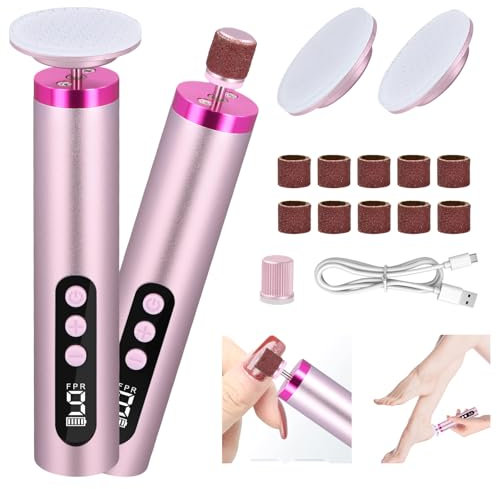 Pedicure Elettrico Professionale 2-in-1 Calli Piedi Rimozione Ricaricabile Lima Elettrica per Piedi e Talloni Screpolati Leviga Talloni Fresa Piedi Rimuovi Calli Elettrico pour Uomo Donna (Rosa)