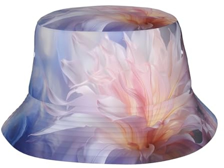 Flowering Hyacinth Pattern Trendy Fisherman hat - Summer Travel Sun hat, Comfortable and Breathable, Fashionable Sun Protection Black